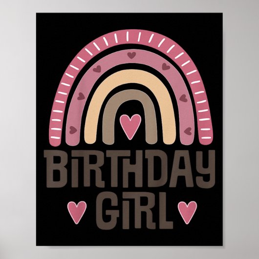 ボヘミアン虹のキッズ誕生日ガール名言 ポスター (正面)