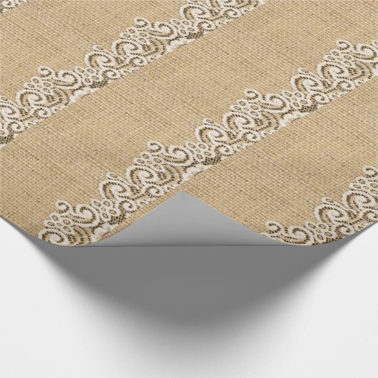 ボヘミアン西部の田舎の田舎風のラップとレース ラッピングペーパー (角)