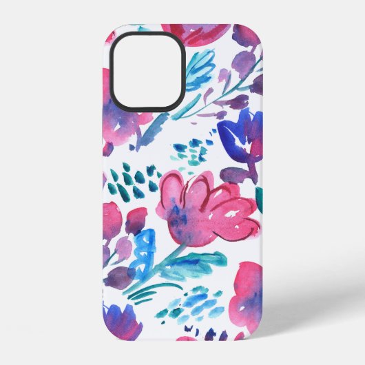 ボヘミアン調の花の手描きイラスト。 iPhoneケース (裏面)
