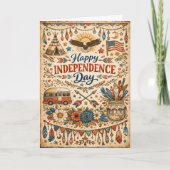 ボヘミアン調アメリカ独立記念日のお祝い シーズンカード (正面)