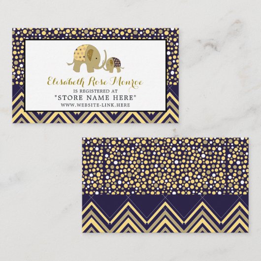 ボヘミアン象とシェブロンベビーギフトレジストリ エンクロージャーカード (正面/裏面)