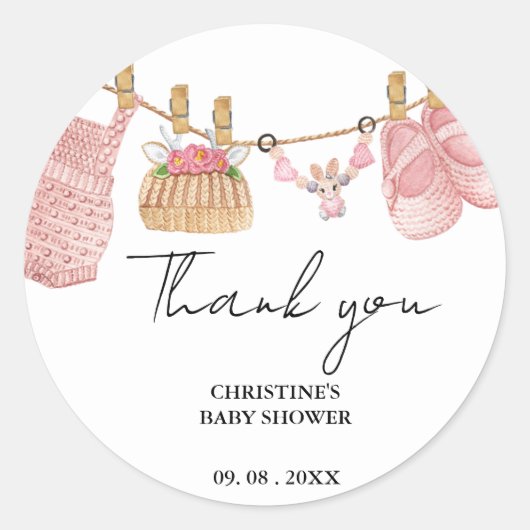 ボヘミアン赤ちゃん服ありがとう赤ちゃんシャワー ラウンドシール (正面)