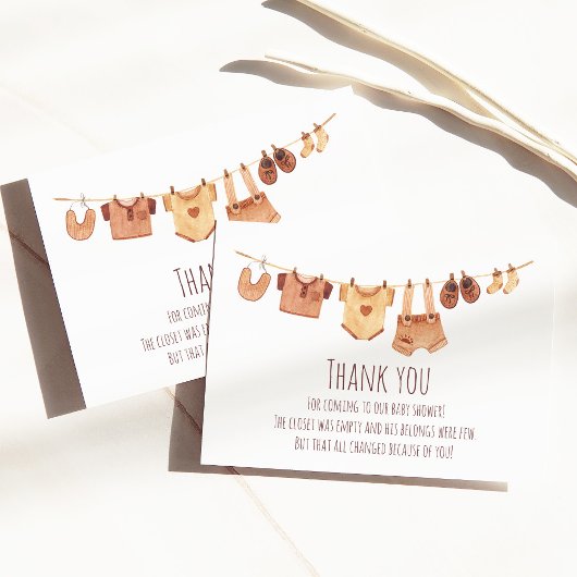 ボヘミアン赤ちゃん服ベビーシャワーありがとう サンキューカード