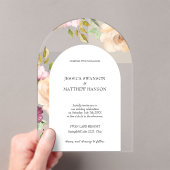 ボヘミアン赤面バラ水彩フローラ結婚ズ アクリル招待状 (インサイチュ (ポータブル))