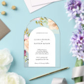ボヘミアン赤面バラ水彩フローラ結婚ズ アクリル招待状 (インサイチュ (ウェディング))