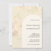 ボヘミアン赤面バラ水彩フローラ結婚ズ 招待状 (正面)