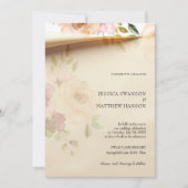 ボヘミアン赤面バラ水彩フローラ結婚ズ 招待状 (正面)