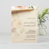 ボヘミアン赤面バラ水彩フローラ結婚ズ 招待状 (スタンド正面)