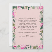 ボヘミアン赤面ピンク1フォトメリークリスマスカード シーズンカード (裏面)