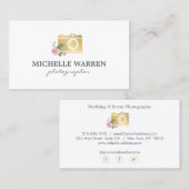 ボヘミアン金ゴールドカメラフラワーフォトグラファー 名刺 (正面/裏面)