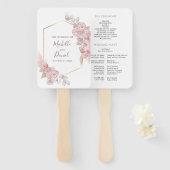 ボヘミアン金ゴールドピンク結婚フローラ ハンドファン (正面&裏面)