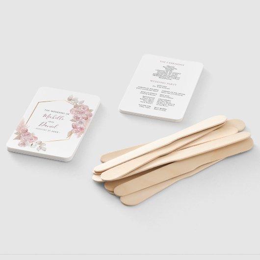 ボヘミアン金ゴールドピンク結婚フローラ ハンドファン (組立なし)