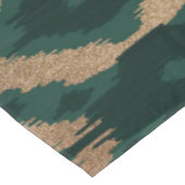 ボヘミアン金ゴールドフォレストグリーンイカットパターン テーブルクロス (アングル)