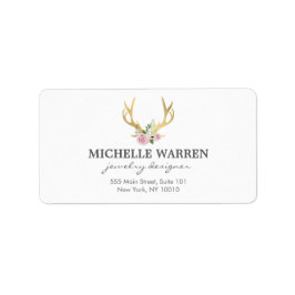 ボヘミアン金ゴールド〔雄ジカの〕枝角と花 ラベル