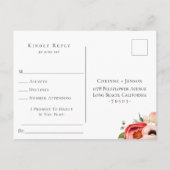 ボヘミアン開花フレームウェディングRSVPソングリクエスト インビテーションポストカード (裏面)