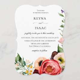 ボヘミアン開花フレーム結婚式招待状 招待状