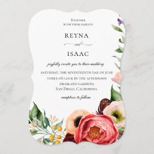 ボヘミアン開花フレーム結婚式招待状 招待状