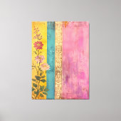 ボヘミアン開花 – ワイルドフラワーオンキャストライプのンバス キャンバスプリント (正面)