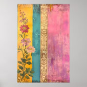 ボヘミアン開花 – ワイルドフラワーオンキャストライプのンバス ポスター (正面)