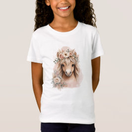 ボヘミアン風かわいい馬のガールズデザイン Tシャツ