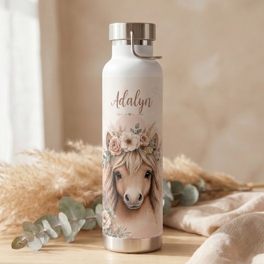 ボヘミアン風かわいい馬の名前入りギフト ウォーターボトル