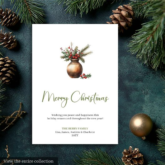 ボヘミアン風なパインリースのミニマリスト クリスマスカード