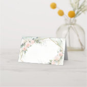 ボヘミアン風のピンクのバラの花の結婚式プレイスカード プレイスカード (裏面)