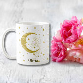 ボヘミアン風の天体女性の幻想的な月と星のカスタムデザイン コーヒーマグカップ