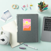 ボヘミアン風の淡いピンクとオレンジの夕焼け シール (iPadカバー)