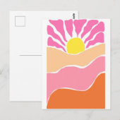 ボヘミアン風の淡いピンクとオレンジの夕焼け ポストカード (正面/裏面)