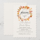 ボヘミアン風の田舎風の花 秋の紅葉 ウェディングシャワー 招待状 (正面/裏面)