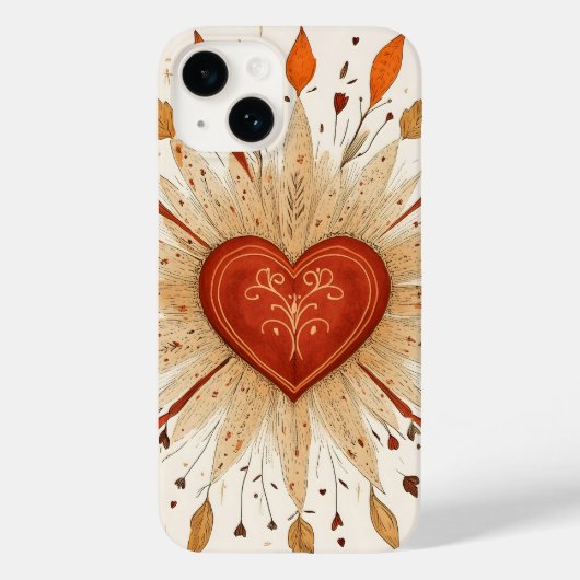 ボヘミアン風の秋のハートイラスト Case-Mate iPhoneケース (裏面)