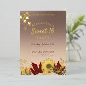 ボヘミアン風の秋の華やかさ Sweet 16 インビテーション 箔招待状 (立ち正面)