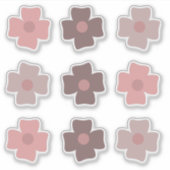 ボヘミアン風の花々 ピンクの土色系 シール (正面)