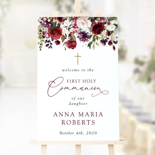 ボヘミアン風の赤い花 第一回聖体拝領 ウェルカム ポスター