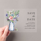 ボヘミアン風の野の花を使った結婚式の事前お知らせカード アクリル招待状 (インサイチュ (ポータブル))