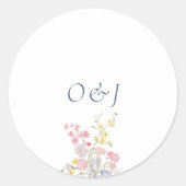 ボヘミアン風の野の花 エレガントな結婚式 ラウンドシール (正面)