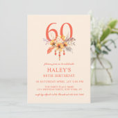 ボヘミアン風の野生の花 秋のフラワー 60歳の誕生日 招待状 (スタンド正面)