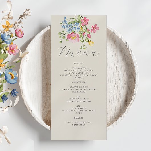ボヘミアン風アイボリーの花柄とワイルドフラワーの結婚式 メニュー