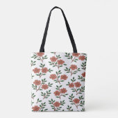ボヘミアン風クリーム色の花柄 トートバッグ (裏面)