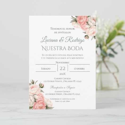 ボヘミアン風スペイン式結婚式招待状 招待状 (スタンド正面)