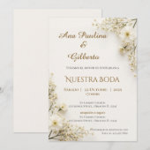ボヘミアン風スペイン語結婚式招待状 招待状 (正面/裏面)
