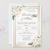 ボヘミアン風スペイン語結婚式招待状 招待状 (正面)