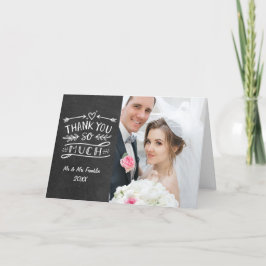 ボヘミアン風チョークボードの結婚式フォトカード 感謝を込めて サンキューカード