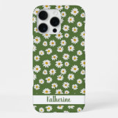 ボヘミアン風デイジー花柄 グリーン 名前 iPhoneケース (裏面)