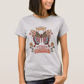 ボヘミアン風バタフライ フラワー柄 励ましの言葉 Tシャツ (正面)