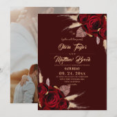 ボヘミアン風バラの結婚式 招待状 (正面/裏面)