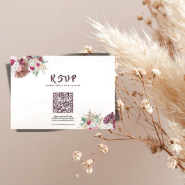 ボヘミアン風パンパスグラス フラワー ウェディング RSVP QRコード