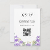 ボヘミアン風パープルフラワーワーターカラー結婚式RSVP 出欠カード (正面)