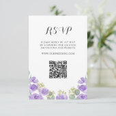 ボヘミアン風パープルフラワーワーターカラー結婚式RSVP 出欠カード (スタンド正面)